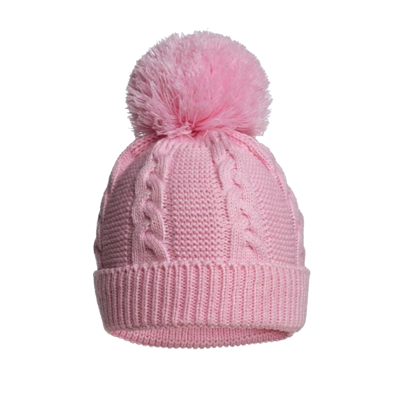 Pink Cable Knit Hat