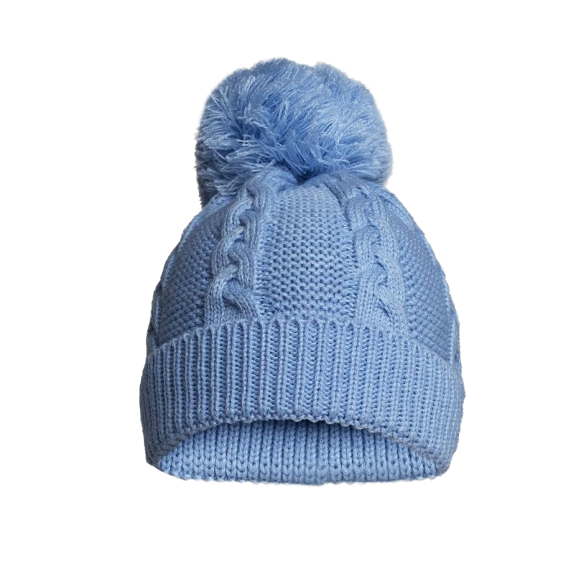 Blue Cable Knit Hat