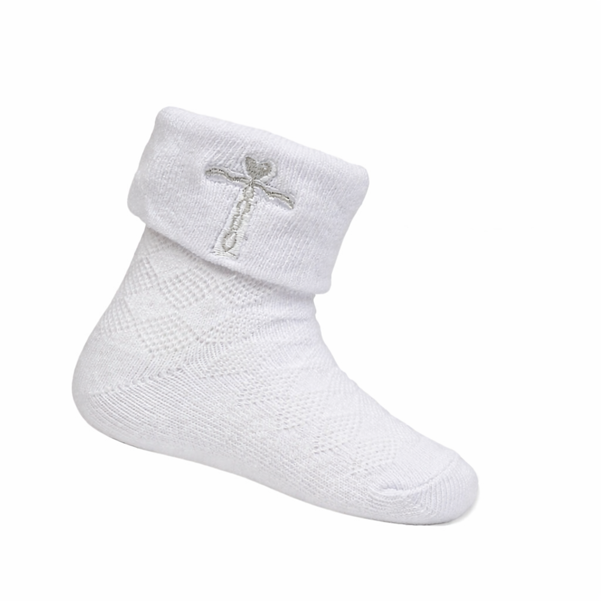 Christening Socks with Silver Cross